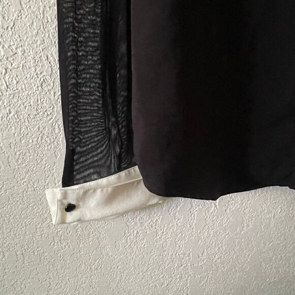 Anne Fontaine Sheryl Mesh Button Down Shirt Black White Size 6 EUC - Picture 6 of 9